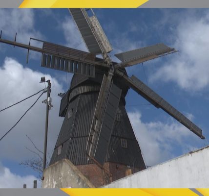 Silny wiatr uszkodził skrzydło wiatraka